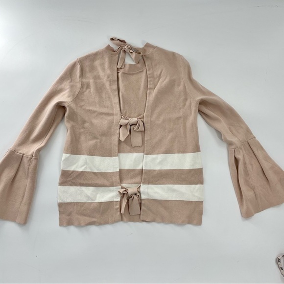 Rachel Rachel Roy Soft Pink White Stripe Tie Back Pullover Sweater Size‎ S - Picture 6 of 9